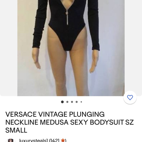 Rare Vintage, Versace intensive Black Medusa one piece, long sleeve bodysuit. - Picture 11 of 16